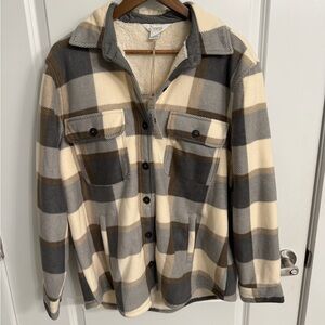 Plaid Button-Up Jacket Fleece Lined - Womens